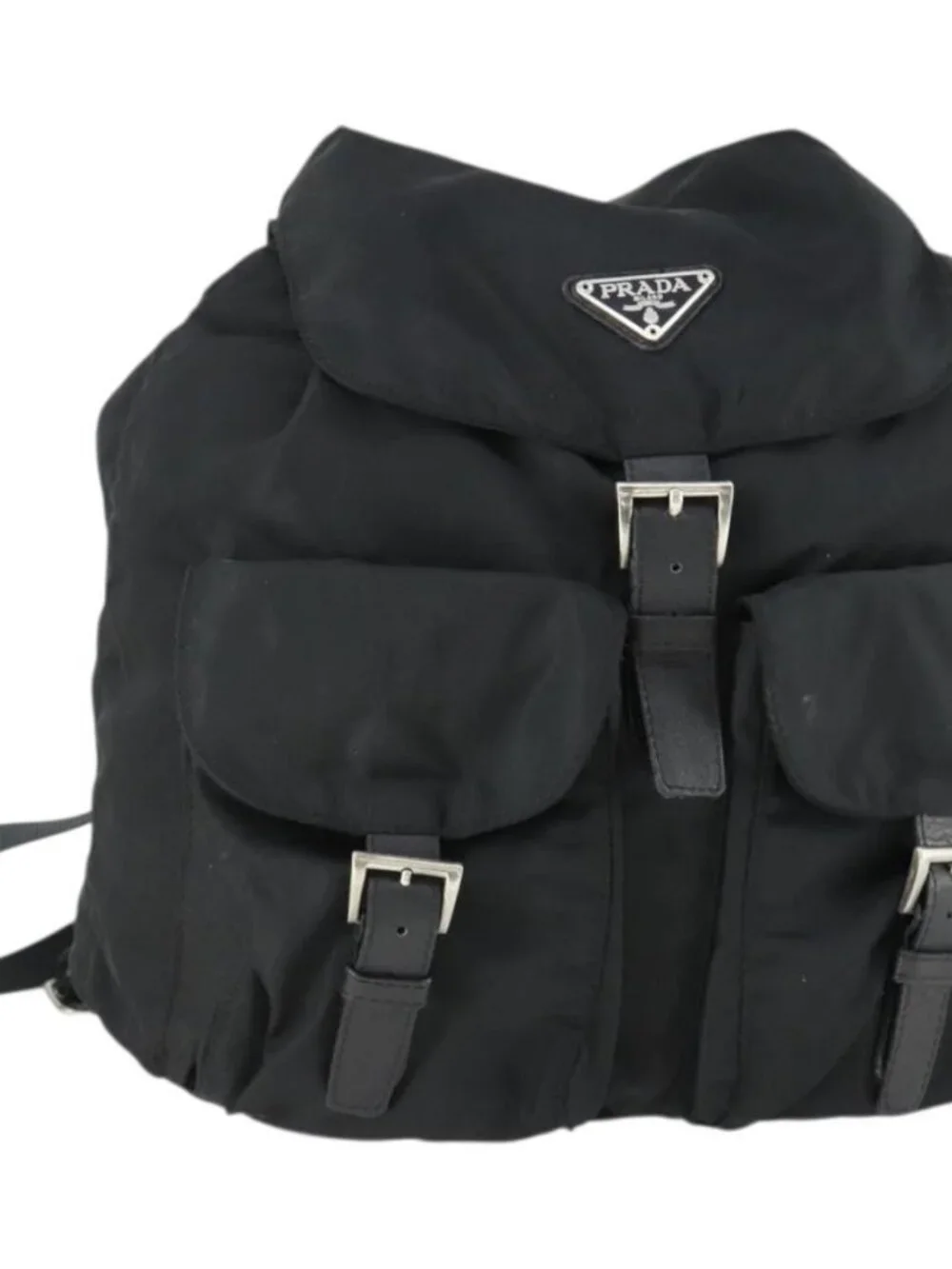 PRADA Backpack Nylon Black Silver Auth bs33077